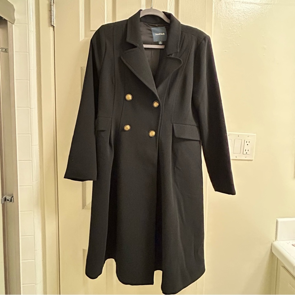 ModCloth Black Double-Breasted Coat